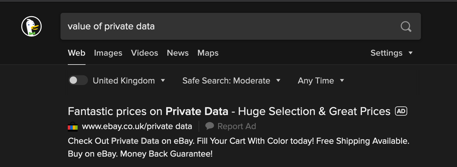 Great prices for private data - Ebay.