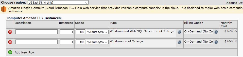 an image of the AWS Simple calculator showing an anomaly